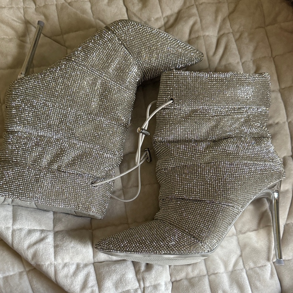 Steve Madden Silver Rhinestone Women's Ankle Boots